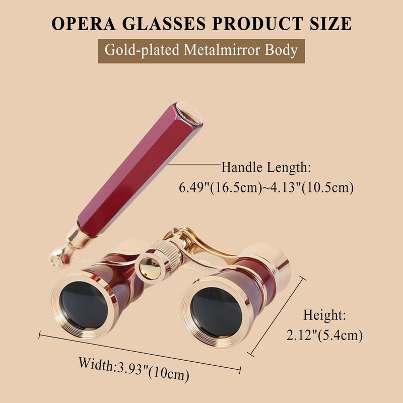 Aroncent Opera Glasses Binoculars 3X25 Theater Glasses Mini Binocular Compact with Handle for Adults Kids Women in Musical Concert - Image 3